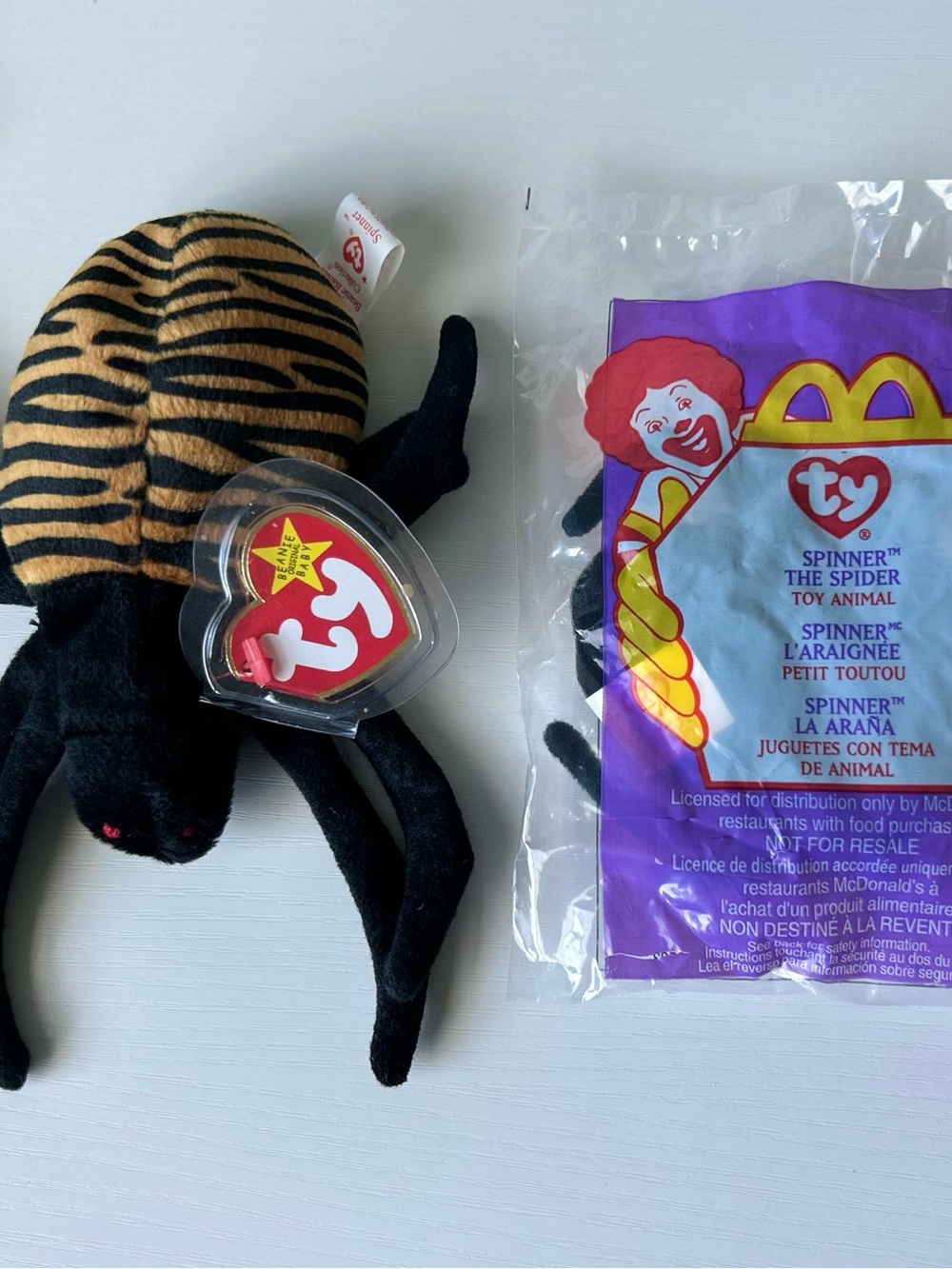 Ty Beanie Baby Spinner Spider Retired w/ Tag Protector + Sealed McDonald’s Toy
